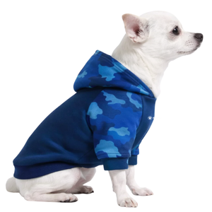 Blue Camo <b>Dog</b> Hoodie Soft Fleece Pet Sweatshirt With Hood Cozy Warm Pullover Winter Wear For Small Medium <b>Dogs</b> - Product Image 3