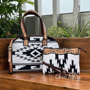Bolso de mano de cuero genuino para mujer, bolso de mano y bolso de mano, conjunto combinado de 2 piezas, bolsos cruzados para mujer - Product Image 1