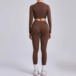 Trajes de gimnasio sin costuras de cintura alta para mujer, Yoga transpirable para ropa de entrenamiento, correr, deportes de Fitness al aire libre sólidos - Product Image 6