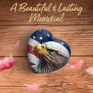 Urna de águila americana en forma de corazón-Bandera americana para cenizas con caja y bolsa-Urna de recuerdo de corazón conmemorativo-Hecha a mano - Product Image 3