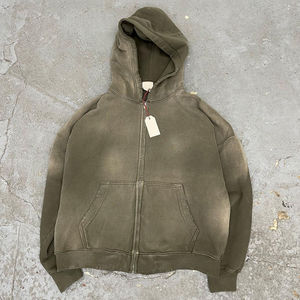 Sweat-shirt streetwear OEM en coton French Terry, délavé à l'acide, vintage, logo personnalisé, surdimensionné, délavé à la pierre, délavé au soleil, effet usé - Product Image 3