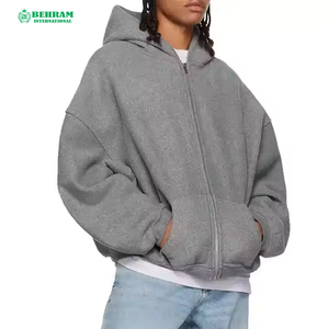 เสื้อฮู้ดซิปทรงโอเวอร์ไซส์ ผ้าฝ้ายเฟรนช์เทอร์รี่ 100% สตรีทแวร์ หนัก 300 กรัม แห้งเร็ว ระบายอากาศดี สีดำ - Product Image 3