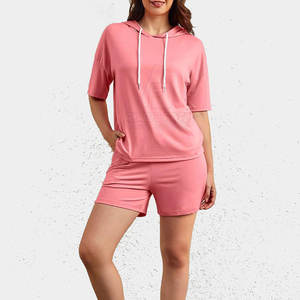 Low MOQ Winter Solid Casual <b>Women's</b> Hoodies & <b>Shorts</b> <b>Set</b>-Trendy 2026 Design Customizable - Product Image 6