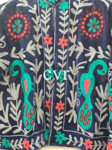 Abrigo de Terciopelo Bordado a Mano con Cuello Mandarín, Talla Grande, Estampado Floral, Ropa de Abrigo de Otoño para Mujer, Manga Larga, Estilo Bohemio - Product Image 4