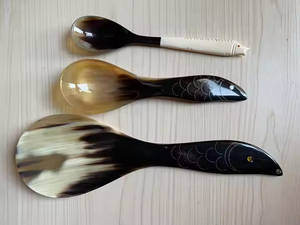 Cuchara pequeña de cuerno de búfalo de alta calidad de fabricante indio directo, juego de cubiertos desechables de diseño bonito, fiestas artesanales de media luna - Product Image 3