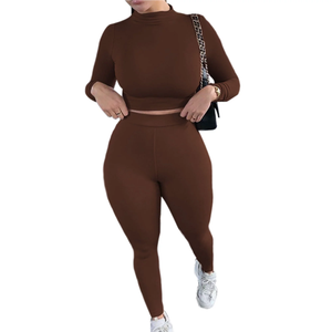 Women's 2-Piece <b>Seamless</b> Yoga Outfit High-Waisted <b>Leggings</b> and Crop Top Solid Pattern Gym Clothes Workout Sets - Product Image 2