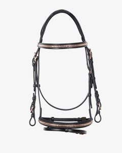<b>Rose</b> Gold Clincher Leather Western Equestrian Horse Bridle Custom Logo Racing Reins - Product Image 1