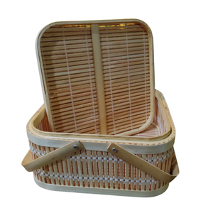 ตะกร้าปิกนิกไม้ไผ่คุณภาพดีพร้อมหูหิ้วพับได้ ตะกร้าไม้ไผ่ธรรมชาติ ราคาดีสำหรับการส่งออก - Product Image 6