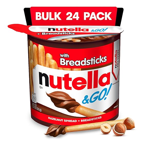 Для Nutella & GO! 24 упаковки, 1,8 унций каждого фундука и какао, намазанных палочками из миндаля для хранения фаршеров и закусок