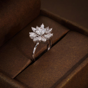 Luxury Sunflower CZ Diamond <b>Ring</b> for Women Silver Plated Floral Engagement Wedding Fashion Jewelry <b>Ring</b> - Product Image 3