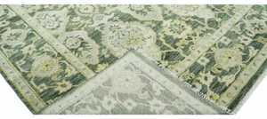 Tapis Oushak de 9x12 pieds, beige anthracite antique, fait à la main, au design turc traditionnel, taille et couleur personnalisables pour l'exercice - Product Image 3