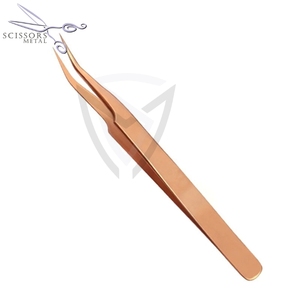 Pince à cils Plasma lumière or Rose de haute qualité Slim Boot 90 degrés 10mm pointe pince à épiler Extension de cils Logo personnalisé pointe en fibre - Product Image 6