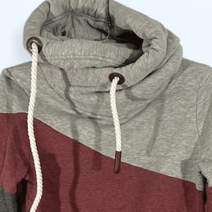 Sudadera con capucha de cuello vuelto colorido Premium para mujer Colourblock transpirable algodón polar Streetwear pulóver Top con capucha - Product Image 5