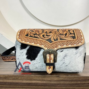 Nouvel arrivage de trousse de toilette en cuir usiné à la main de grande capacité pour les femmes nouvelle mode trousse de toilette en peau de vache sacs de maquillage cosmétiques de voyage - Product Image 1