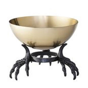 Qualité crédible Rond Or Métal Bol Jetable Halloween Dîner Accessoires Artisans Cadeaux Noir Poulet Mains Conception - Product Image 1