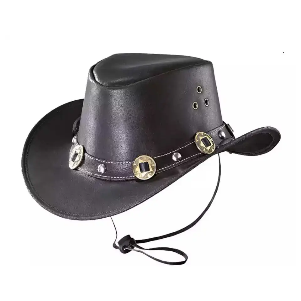 High Quality Leather Hats Wholesale Price Western Cowboy Horse Riding Racing Leather Hat For Sale Online Outdoors Cowboy Hat