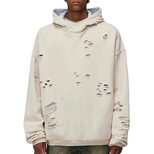 เสื้อกันหนาวมีฮู้ดสำหรับผู้ชายทรงหลวมมีฮู้ดทรงบ็อกซี่มีรูสำหรับผู้ชายเสื้อผ้าแนวสตรีทแวร์แบบกำหนดเอง - Product Image 3