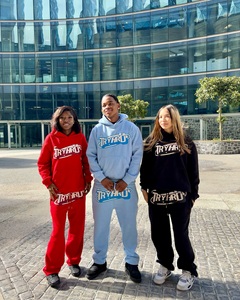 Vêtements pour femmes 2 pièces ensembles fermeture éclair à capuche hauts et pantalons de survêtement graphique imprimé décontracté deux pièces survêtement ensembles pour femmes - Product Image 2