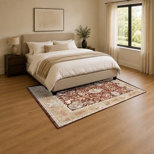 Tapis de salon en chenille antidérapant, imprimé numériquement, motif médaillon traditionnel rouge bordeaux, lavable en machine, vente en gros RUGS DEPOT LXDP-0005 - Product Image 3