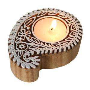 Wooden Block Decorative Tea Light <b>Candle</b> Holder exporter <b>Set</b> of 4 Home Decor Showroom Festive <b>Gift</b> Item - Product Image 6