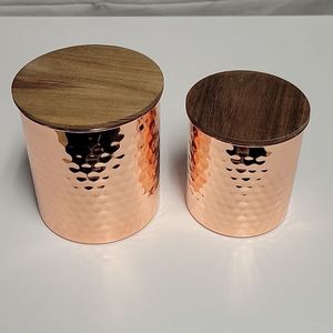 Portavelas de Cobre Martillado Personalizado al por Mayor con Tapa de Madera, Contenedor Vacío de Lujo Hecho a Mano para Decoración Navideña del Hogar - Product Image 4