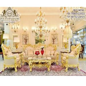 Juego de Sofás de Lujo de Madera de Teca Tallada a Mano, Estilo Mansión Moderna - Product Image 1