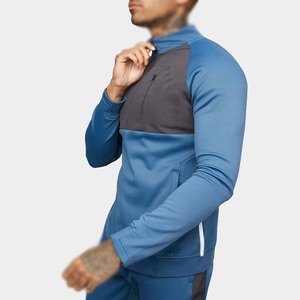 2026 High Quality Custom Logo 14 <b>Zip</b> Crew Neck Men 100% Cotton Solid Two Pieces Sportswear Quick Dry Breathable <b>Jogger</b> - Product Image 2