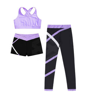 Juego de yoga sin costuras de 3 piezas con logotipo frontal sólido de talla grande para mujer de la mejor calidad para gimnasio Fitness Spandex/Material de nailon - Product Image 4