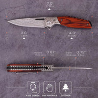 Couteau pliant en acier damas fait à la main personnalisé/couteau de poche serrure arrière avec étui en cuir couteau pliant tactique