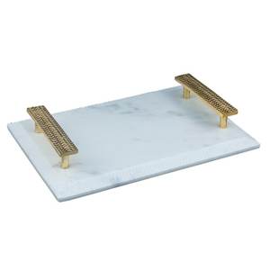 Plateau de service rond en métal en laiton AK avec cadre design en verre et doublure ronde en finition dorée pour décoration de table/accessoires de cuisine - Product Image 3