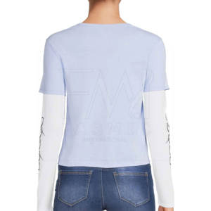 Camisetas de Manga Larga de Doble Capa Estilo Hip Hop Vintage para Mujer, con Talla Personalizable e Impresión Digital, 100% Algodón - Product Image 4