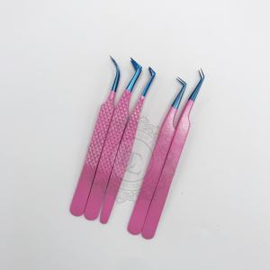 Pince à épiler en acier inoxydable de qualité supérieure vente à chaud revêtement en poudre rose paillettes d'argent bleu pince à cils à pointe plasma - Product Image 5