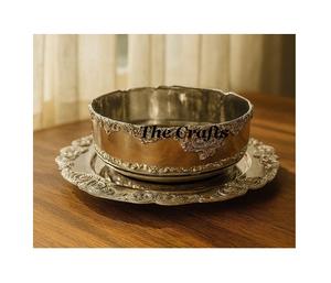 Bol à chocolat classique en acier inoxydable poli de luxe avec assiette, qualité supérieure, vaisselle de restaurant, hôtel, bol de service - Product Image 6