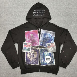 เสื้อฮู้ดดี้โอเวอร์ไซส์ทรงปกติ ผ้าฝ้ายฟลีซคุณภาพสูง 100% พิมพ์ลายสกรีนโลโก้ประดับคริสตัล สำหรับฤดูหนาว - Product Image 1