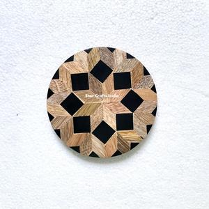 Sous-verres ménagers tapis en résine de bois tampons ronds maison hôtel résine époxy ronde naturelle acacia accessoires de cuisine en bois - Product Image 5