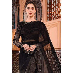 Sari Gris y Negro con Bordado Maria.B Edición Boda (BD-2504) TC-517 para Tu Día Especial - Product Image 4