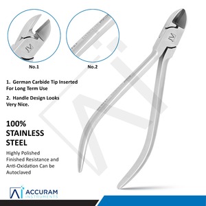 100% <b>Stainless</b> <b>Steel</b> Dental Cutter Hook Handle Design 13.5cm Hard Wire Cutter <b>Angled</b> 15 Long-Term Use & Wholesale Price - Product Image 3