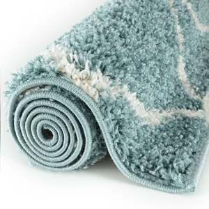 Moroccan Duck Egg Blue Shaggy Rug 550 Machine Made <b>Plush</b> Living Room Carpet <b>Large</b> Rectangle Hallway Rug - Product Image 4