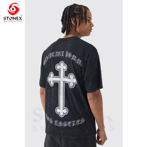 เสื้อยืดผ้าฝ้ายวินเทจสำหรับผู้ชายฟอกสีกรดเสื้อยืดครอปทรงโอเวอร์ไซส์ Boxy - Product Image 1