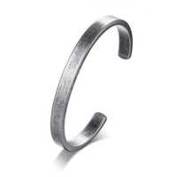 Bracelets en acier inoxydable pour hommes, manchette en argent, Bracelet en métal argenté foncé pour les amoureux de la beauté