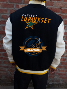 Veste Letterman en cuir véritable de laine de qualité supérieure de haute qualité avec col montant patchs en chenille de Style High Street pour l'hiver - Product Image 3