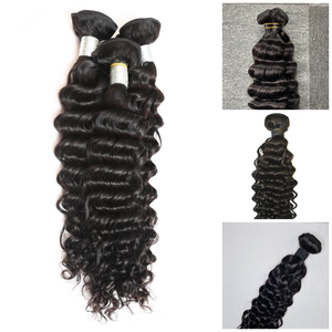 Extensiones de cabello crudo de onda profunda Remy indio de lujo Tramas sedosas, gruesas y sin enredos - Product Image 1