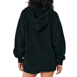Pull à capuche en polaire 100% coton, couleur unie, haute qualité, personnalisé, Design de marque, manches longues, fermeture éclair, pour femmes, vente en gros - Product Image 3