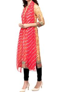 Leheriya tradicional colorido Rajasthani mujer gasa Leheriya rojo Badhej Dupattas para mujeres y niñas - Product Image 2