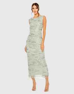 Vestido de fiesta Sexy recto de satén de longitud de té vestido de noche transpirable antiestático cintura Natural cuello redondo para fiestas de boda de Graduación - Product Image 2