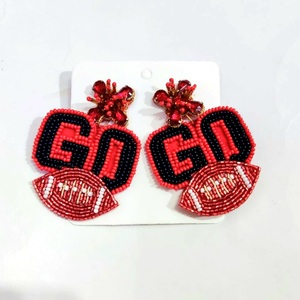 Beaded Gameday Special <b>Football</b> <b>Earrings</b> From India Handmade <b>Earrings</b> with customization for Women and Girls - Product Image 3