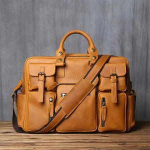 Classic Genuine Leather Laptop Messenger Protective Durable Waterproof Large Capacity Shoulder Bag <b>for</b> Office Use - Product Image 3