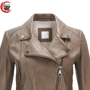 2025 veste en cuir PU à manches longues pour femmes veste de moto avec fermetures à glissière respirant coton rempli brut traité - Product Image 3