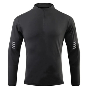 Básicos Algodón Hombres Ropa activa Quater Cremallera Ropa deportiva Sudaderas Cremallera Entrenamiento Manga larga Compresión apretada Gimnasio - Product Image 1
