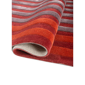 Alfombra Caliedo a Rayas, Hecha a Mano con Lana y Viscosa, Roja y Naranja, Tnq-3320, para Uso Doméstico - Product Image 2